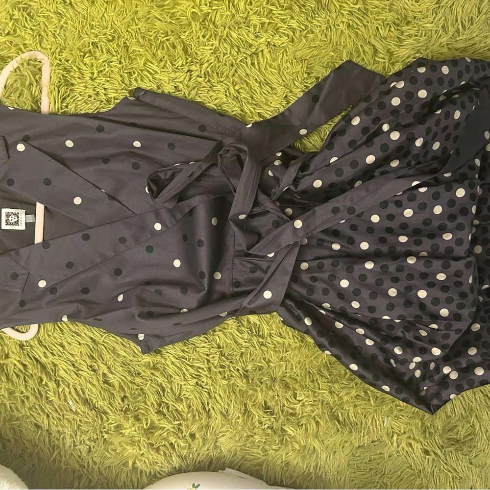 Anne Klein Black Polka Dot Maxi Dress